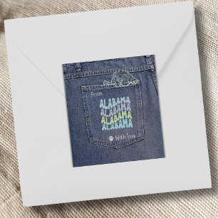 Carré Alabama Chien dans Jean Pocket Classic Sticker Car