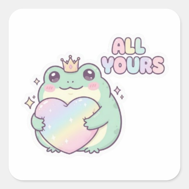 Carré All Yours Frog Sticker Cute Frog Hugging Heart Kaw (Devant)