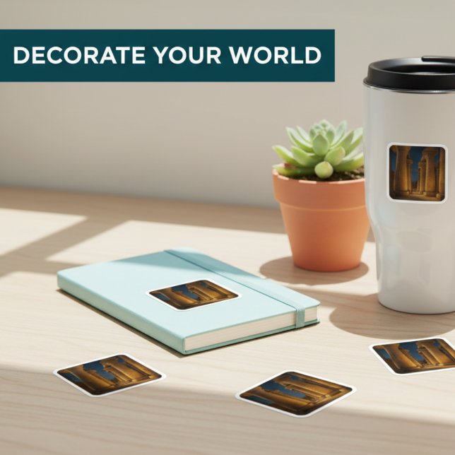 Carré Ancien temple Karnak Colonnes Sticker (Créateur téléchargé)