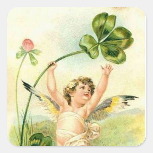Carré Angel vintage et Shamrock - Sticker (Devant)