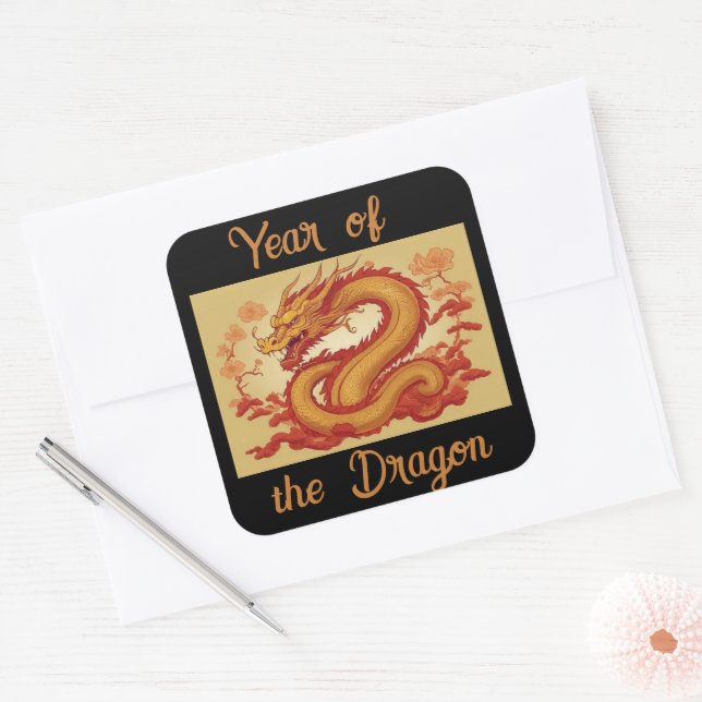 Carré Année du Sticker Dragon (Enveloppe)