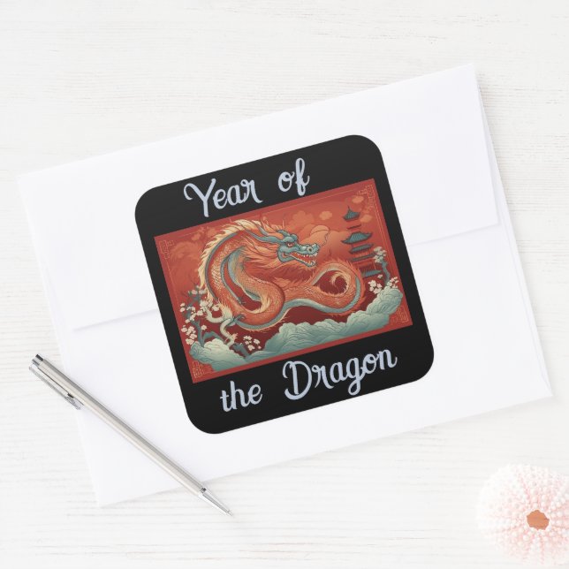 Carré Année du Sticker Dragon (Enveloppe)