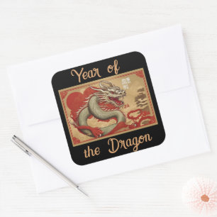 Carré Année du Sticker Dragon
