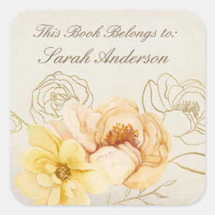 Carré Aquarelle Plaque de livre Sticker Ce livre apparti