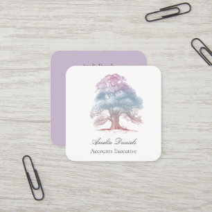 Carré Arbre de chêne sur Lilac Carte de visite d'illustr