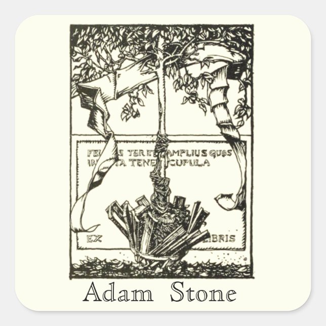 Carré Arbre Ex Libris avec Sticker en ruban (Devant)