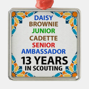 Carré Argenté 13 ans de scoutisme pour les filles ornement méta
