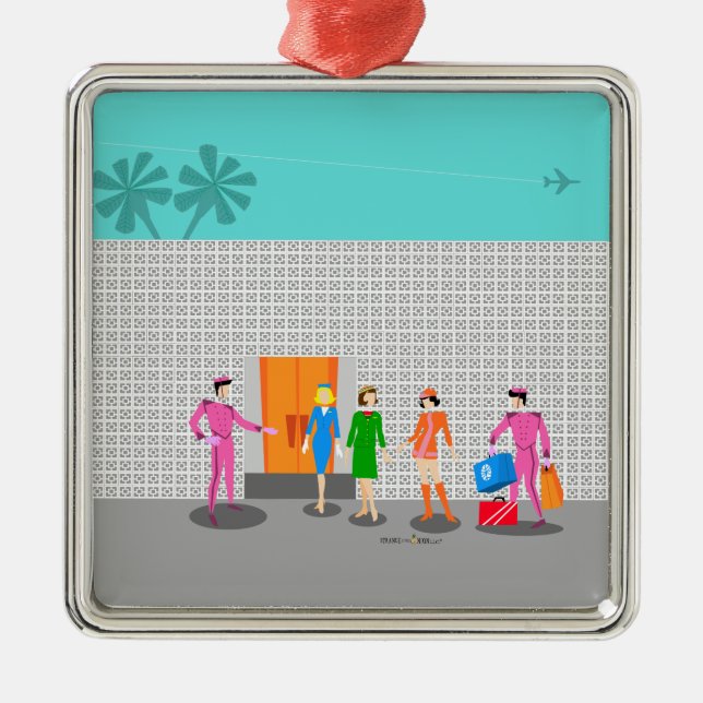 Carré Argenté Arme Palm Springs Stewardess Ornement en céramique (Devant)