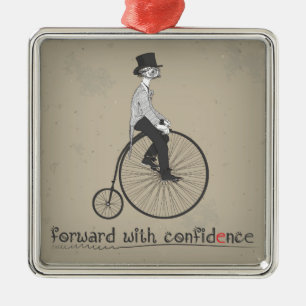 Carré Argenté Avancer Avec Confiance Ornement Vintage Vélo