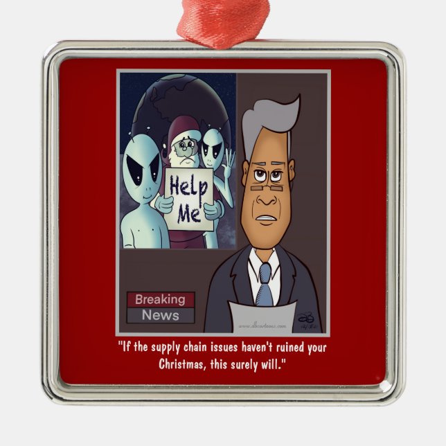 Carré Argenté Chaîne d'approvisionnement Ornement de jours férié (Devant)