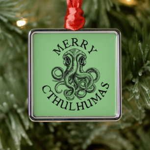 Carré Argenté Joyeux Cthulhumas Lovecraft Cthulhu métal ornement
