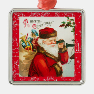 Carré Argenté Joyeux Noël Art vintage Ornement en céramique