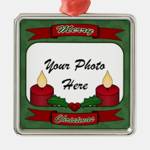 Carré Argenté Joyeux Noël ! Ornement fait sur commande de photo