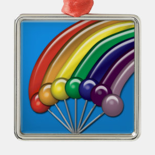 Carré Argenté Lollipops et ornement Rainbows