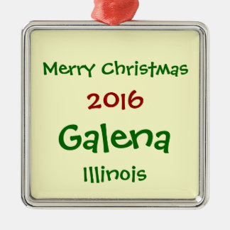 CARRÉ ARGENTÉ NOUVEL ORNEMENT 2016 DE JOYEUX NOËL DE L'ILLINOIS