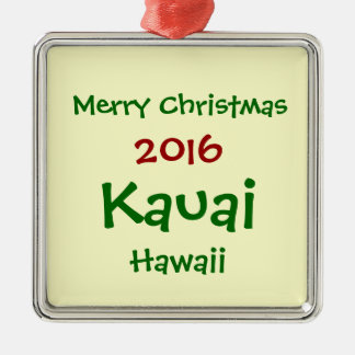 CARRÉ ARGENTÉ NOUVEL ORNEMENT 2016 DE VACANCES DE NOËL DE KAUAI