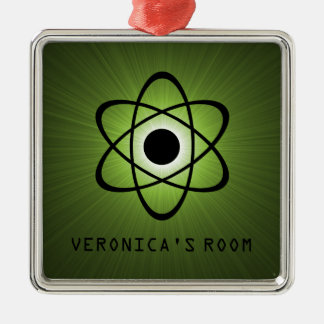Carré Argenté Ornement Affichette de porte atomique Nerdy, Vert