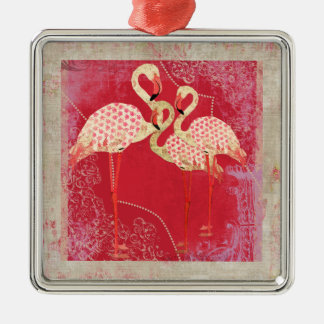 Carré Argenté Ornement assez rose de Flamants roses