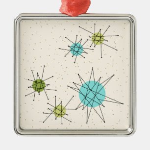 Carré Argenté Ornement atomique iconique de Noël de Starbursts