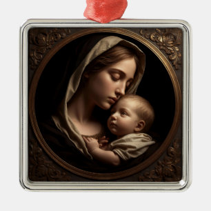 Carré Argenté Ornement « Cercle de lumière : Madone et Enfant »
