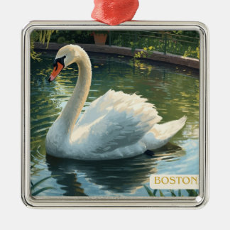 Carré Argenté Ornement cygne du jardin public de Boston, Mass.
