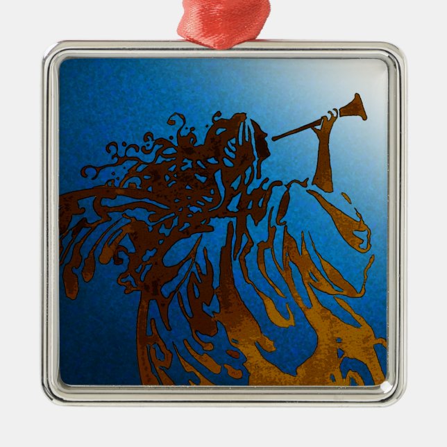 Carré Argenté Ornement d'ange de Noël (Devant)