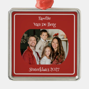 Carré Argenté Ornement de la famille Sinterklaas avec photo et n