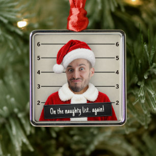 Carré Argenté Ornement de photo ridicule de Père Noël