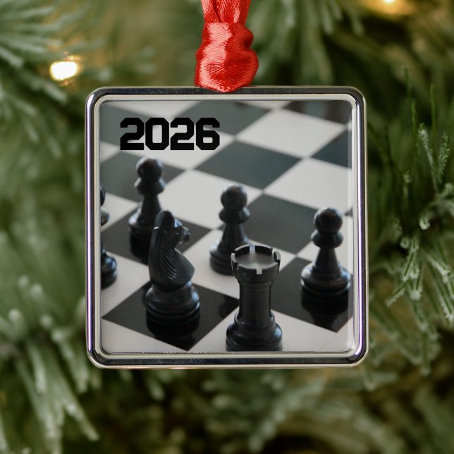 Carré Argenté Ornement de plateau et pièces d'échecs (Arbre)