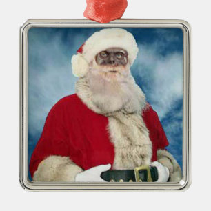 Carré Argenté Ornement de portrait de Père Noël de zombi