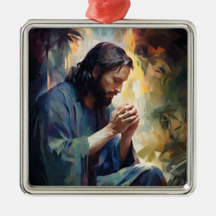 Carré Argenté Ornement de prière de Jésus