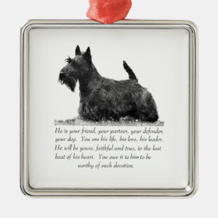 Carré Argenté Ornement de souvenir Scottie - MÂLE