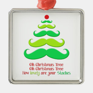 Carré Argenté Ornement de vacances d'arbre de Noël de moustache