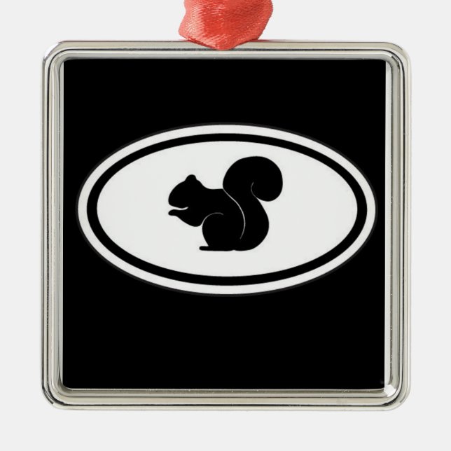 Carré Argenté Ornement d'écureuil noir (Devant)