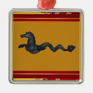 Carré Argenté Ornement du cheval en verre Murano vénitien