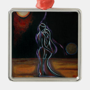 Carré Argenté Ornement jumel de flammes : Métal