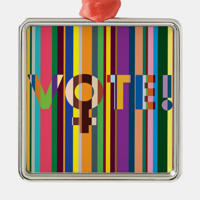 Carré Argenté Ornement - "Les femmes décideront (VOTE !)" (Devant)