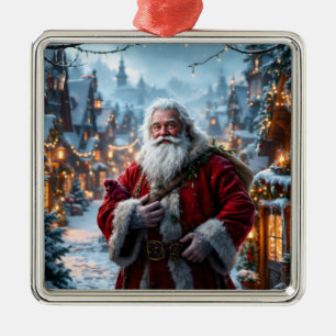Carré Argenté Ornement robuste de Père Noël