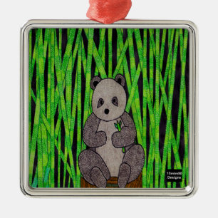 Carré Argenté Panda - Ornement Premium
