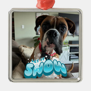 CARRÉ ARGENTÉ PERSONNALISER NOËL PET PHOTO ORNEMENT