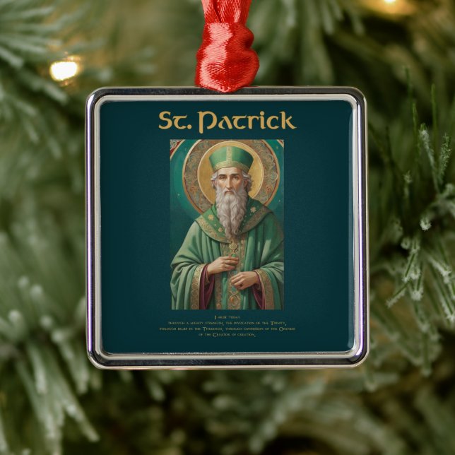 Carré Argenté St Patrick Ornement catholique de Noël (Arbre)