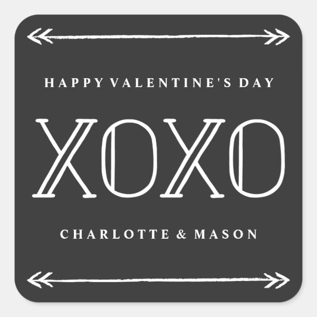 Carré Arrow Frame Sticker Saint Valentin - Noir (Devant)