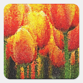 Carré Art Abstrait de peinture de tulipe - Sticker