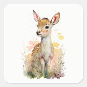 Carré Baby Deer   Faune   Sticker d'art animal Woodland