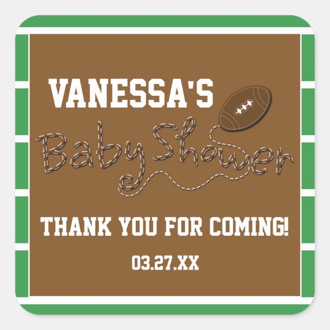 Carré BABY SHOWER DE FOOTBALL TYPOGRAPHIE Cute Sticker É (Devant)