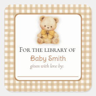 Carré Baby shower Sticker Plush Teddy Bear