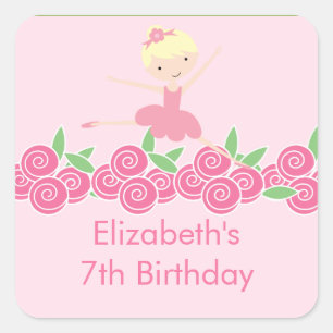 Carré Ballerina rose Tutu Danse Anniversaire Sticker