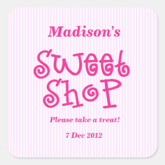 Carré Bande de bonbons rose Sweet Shop Sticker