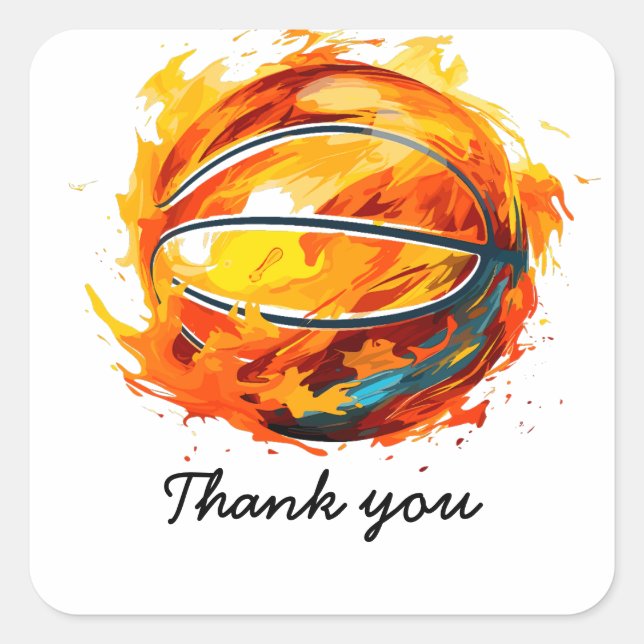 Carré Basketball merci Sticker (Devant)