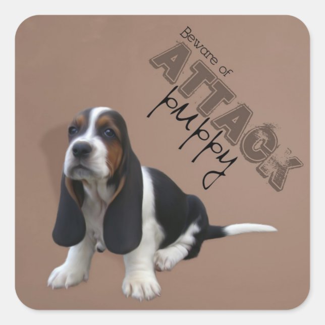 Carré Basset Hound Puppy Sticker (Devant)